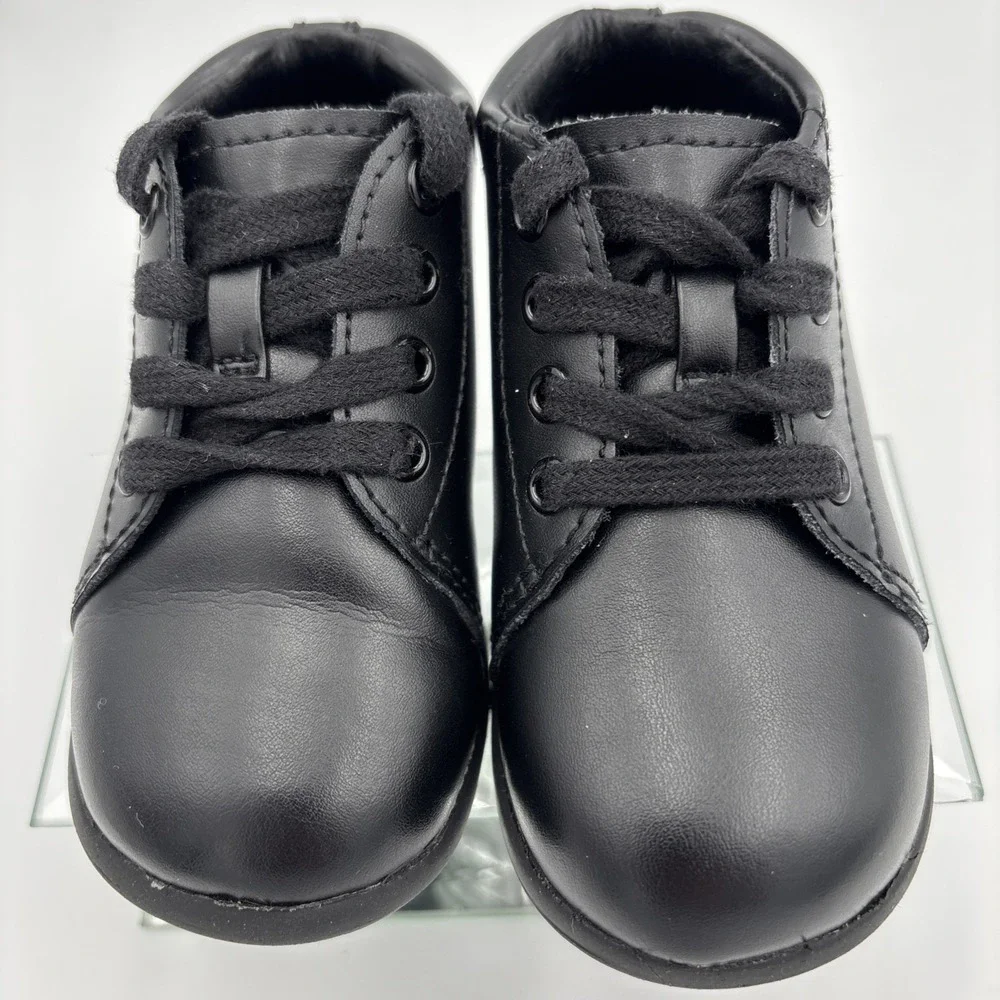 Stride Rite Elliot Shoes Boys Black Leather Lace Up Tie Toddler Size 5.5W